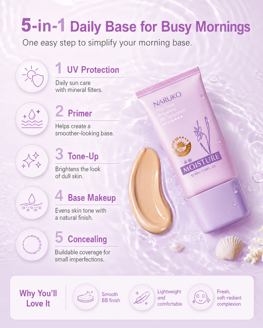 Narcissus Repairing BB Sunscreen SPF50 (Reef Friendly)